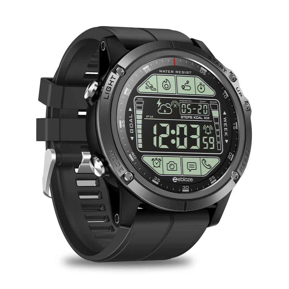 Zeblaze VIBE 3S пылезащитный ударопрочный Смарт-часы 1,24 дюймов наручные часы BT4.0 5ATM Водонепроницаемый Таймер Будильник Спорт на открытом воздухе Smartwatch