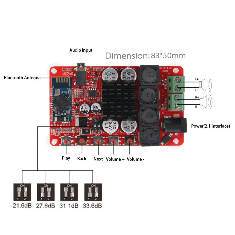 TDA7492 Беспроводной Bluetooth 4 0 50 Вт + вт 2-канальный приемник аудио стерео цифровые