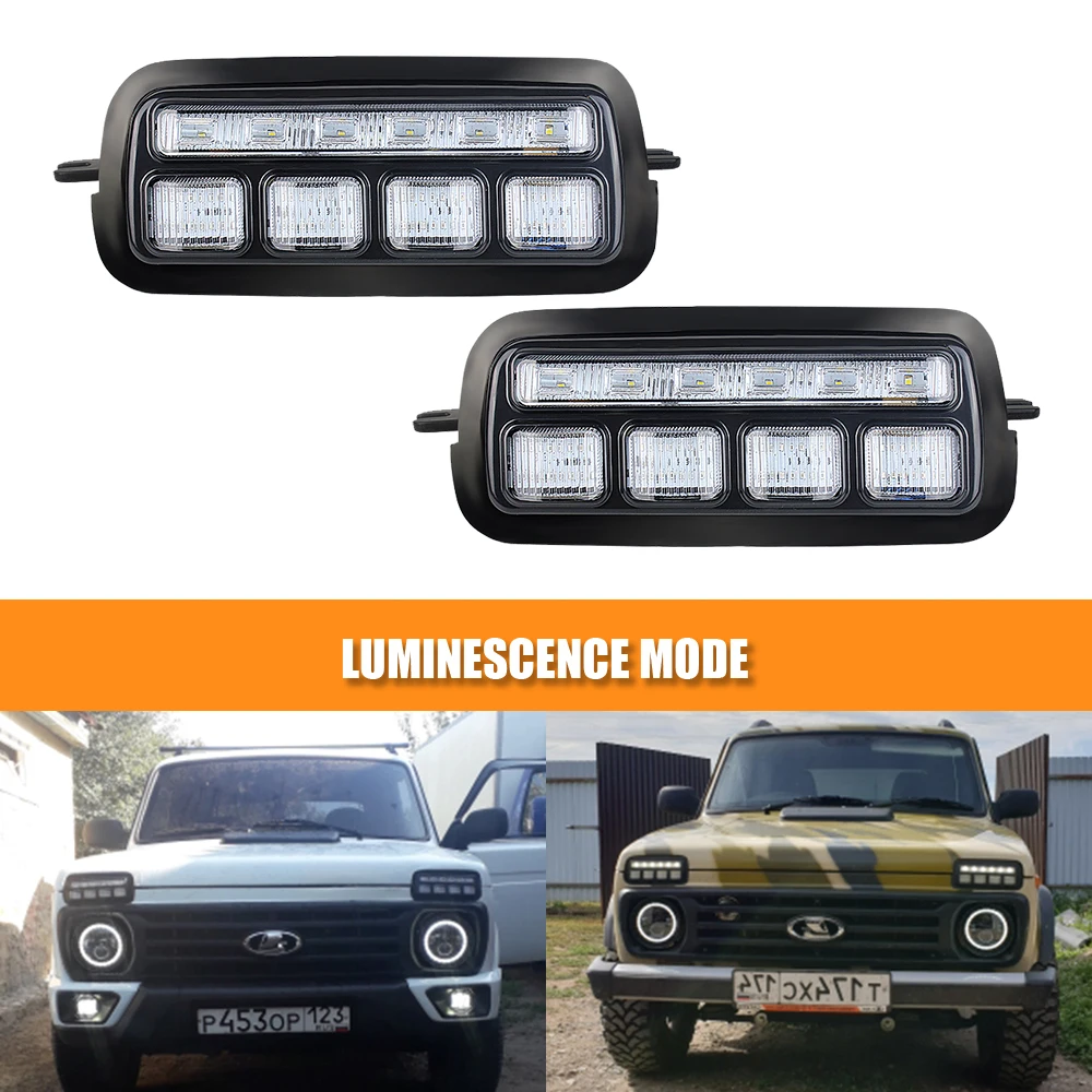 

For Lada Niva 4X4 1995 LED DRL Lights Running Turn Signal Function Accessories Car Styling Tuning Light Protector Covers