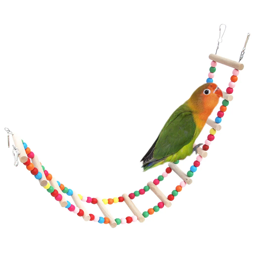4 size pet parrot bird wooden ladder climbs the ropeway hamster toy rope parrot bite line small parrot household items 10.25