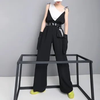 

Pants New Style 2020 Two Ways to Wear Large Pockets Halter Lace-up Waist Hugging Design Loose Casual Jumpsuit Women Summer