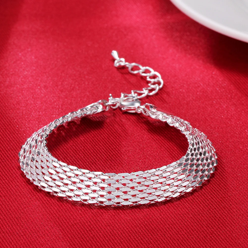 Hot new 925 sterling silver Bracelets for women Exquisite fashion weaving chain fashion Wedding party Christmas gifts Jewelry 4