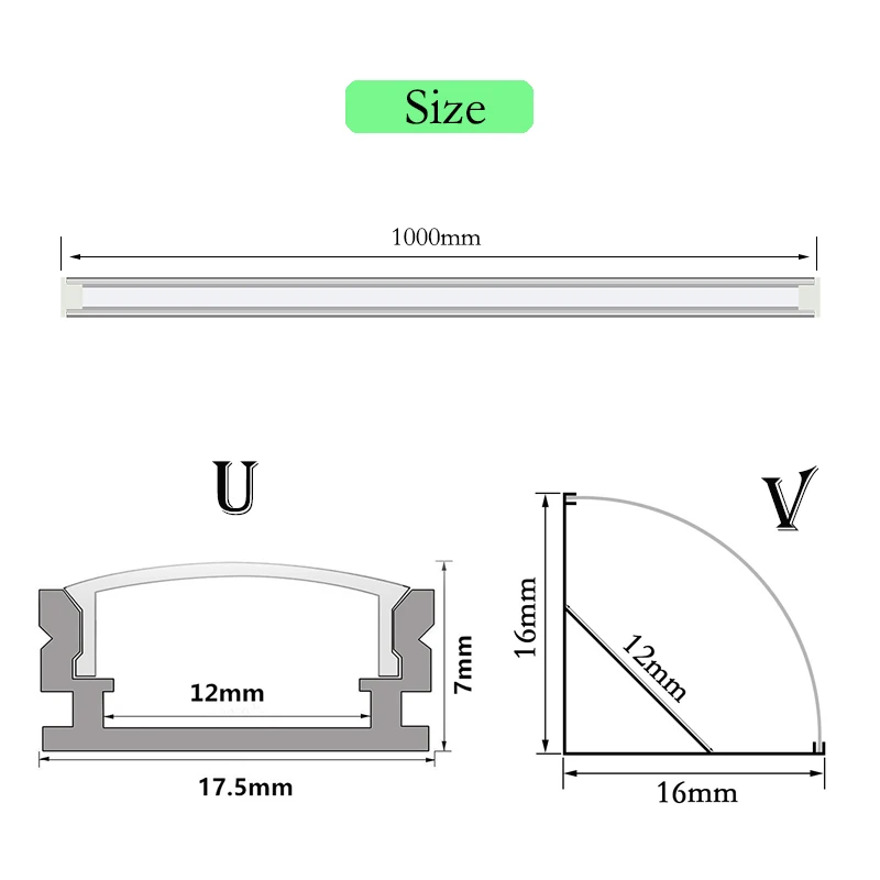 Aluminium Profile Channel Holder 10-20pcs/lot 1M U/V Shape for LED Strip Light Bar Under Cabinet Lamp