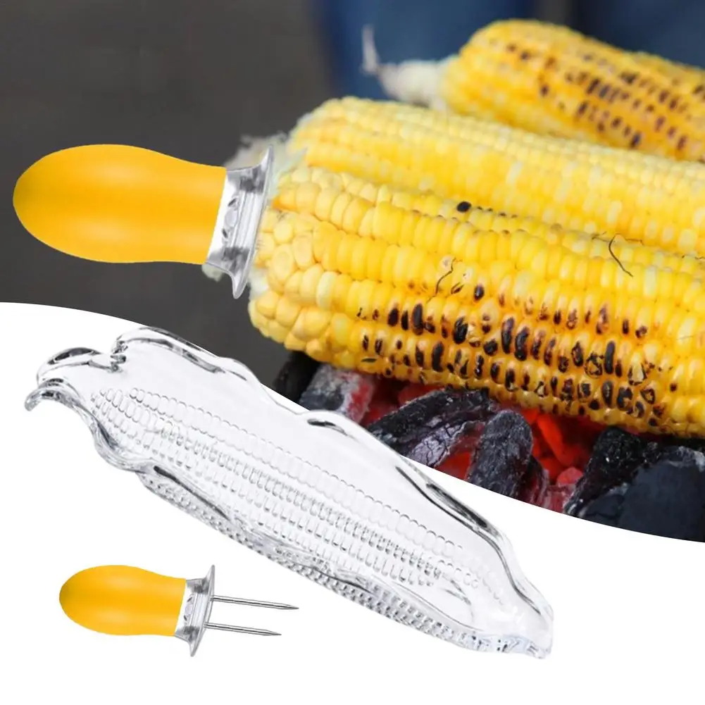 4PCS Corn Tray Storage Container Family Corn Tray Barbecue Tool BBQ Transparent Dish On The Cob Holders Set Barbecue Tools