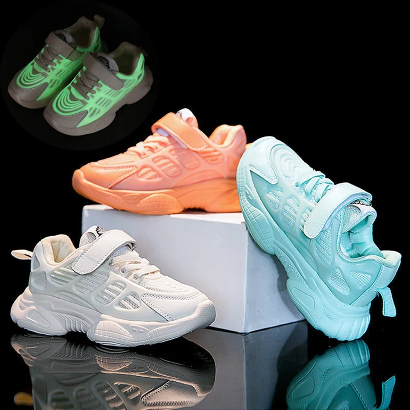 Детские светящиеся кроссовки для танцев в стиле хип-хоп сетчатые дышащие