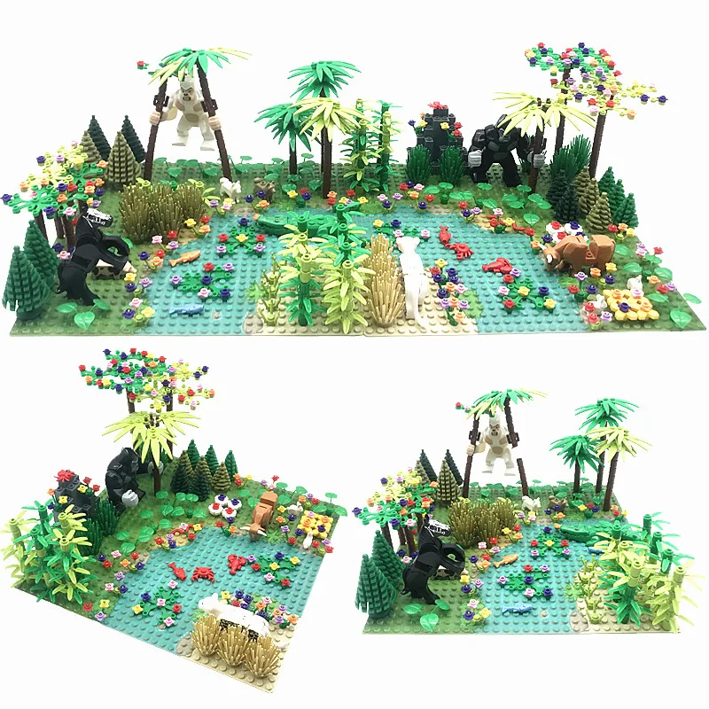 

Creator Blocks MOC Green Bush Flower Grass Tree Plants Forest Garden Accessories Locking Building Bricks Toys for Children Gifts