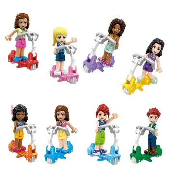 

8pcs New Girl Friends Princess Heart Lake City Scooter Model Sets Kit Building Blocks Bricks Learning Toys for Children Gifts