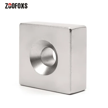 

ZOOFOXS 1pc 40x40x20mm 8mm Hole Block Countersunk Strong Neodymium Magnet Rare Earth Powerful Permanet Magnets