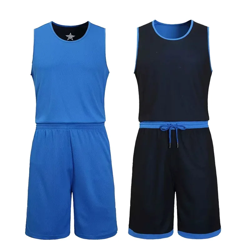 

Reversible DIY new basketball jersey set men blank college team basketball tracksuit breathable basketball jerseys set uniforms