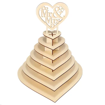 

SHGO HOT-Wedding Decoration DIY Wooden Mr and Mrs Heart Shape Chocolate Display Rack Stand Party Centrepiece Wedding Decoration