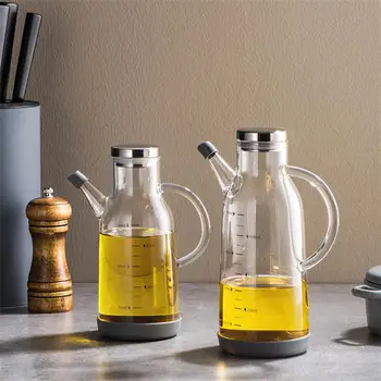 

550ml/750ml Glass Oil Dispenser Bottle Scale with Stainless Steel Lid and Vinegar Bottles for Kitchen Cooking Container