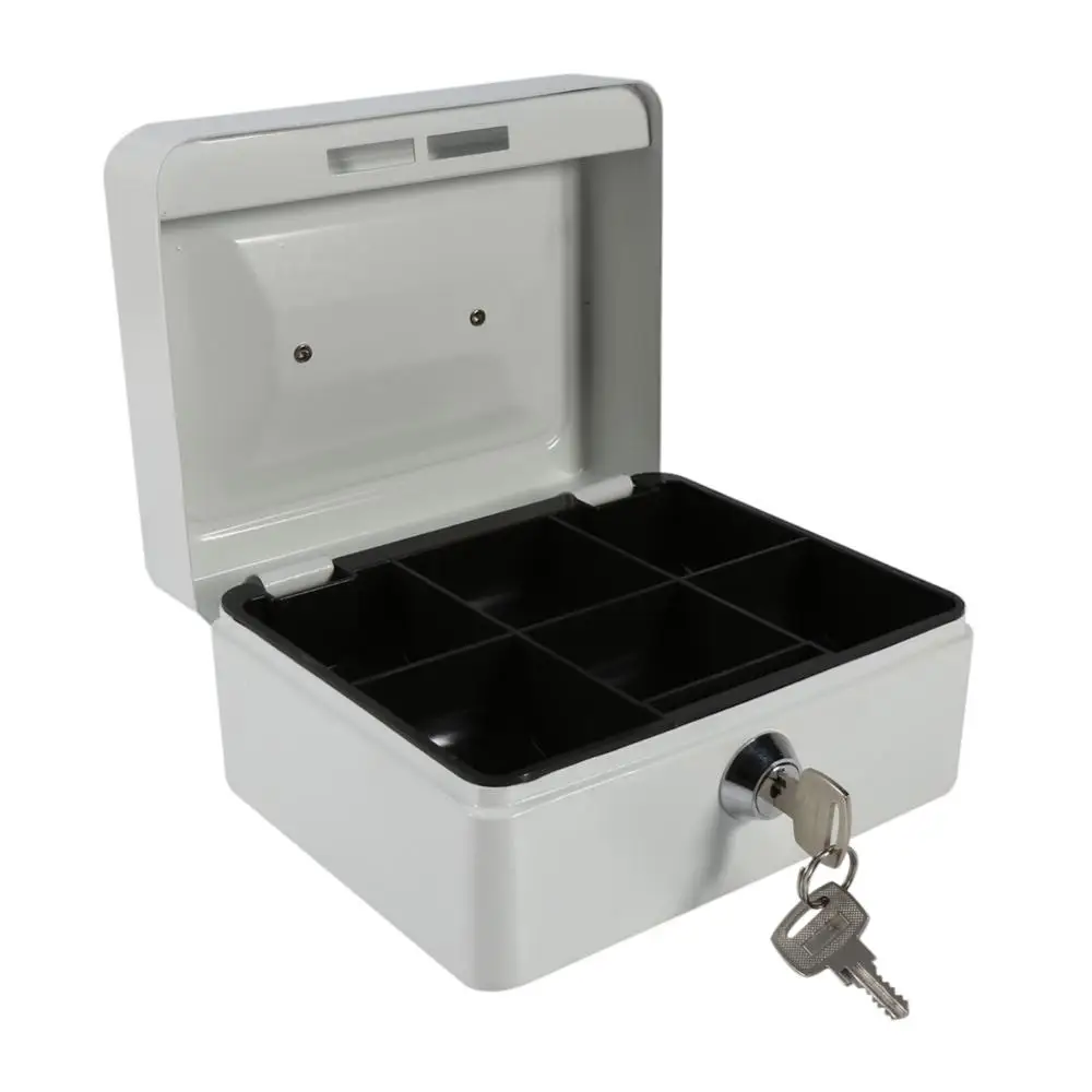 Caja de Seguridad para el hogar, Mini caja pequeña de acero portátil blanca con cerradura para dinero en efectivo, caja de seguridad para monedas