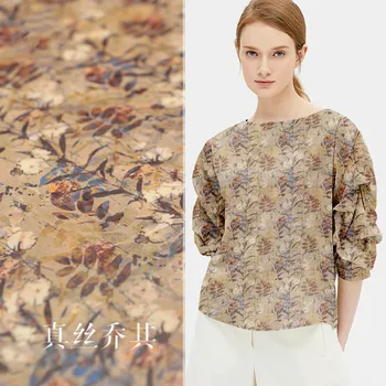 

Silk georgette printed fabric natural silk fabric for dress shirt women's design fashion cloth 10mm thin summer 112cm wide