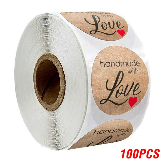 100-500pcs Vintage Kraft Paper Stickers Scrapbook Gift Stationery Label Stickers Handmade With Love Thank You For The Stickers YH32-100pcs