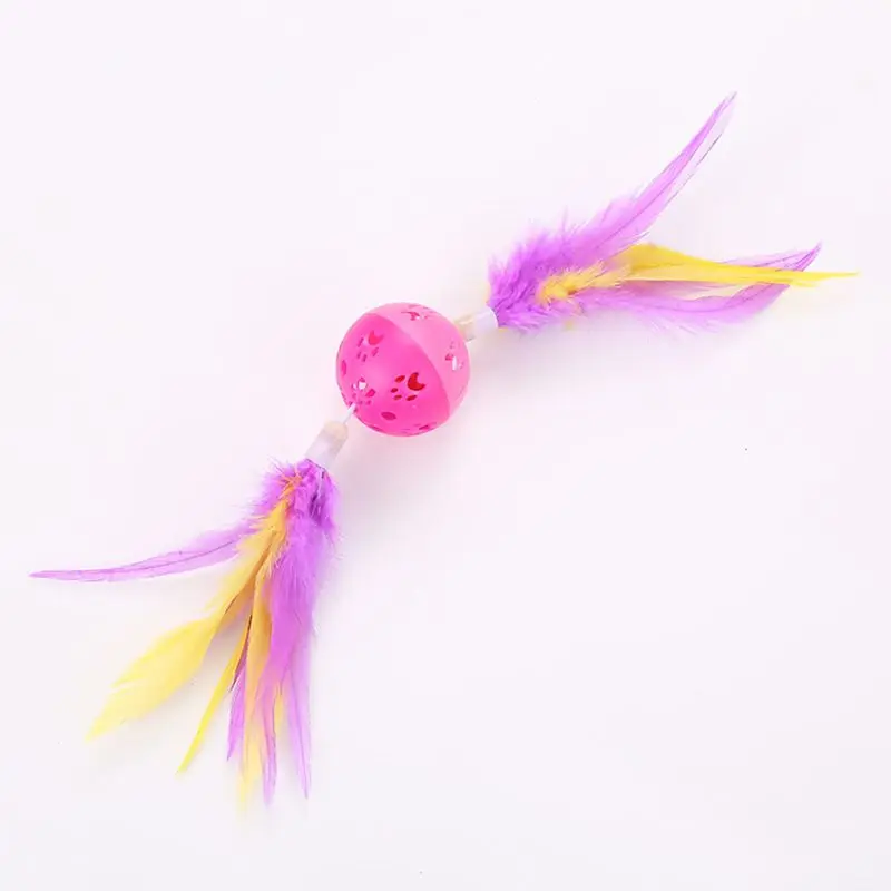

Pet Cat Balls with Feathers Kitten Interactive Bell Inside Exercise Playing Toys