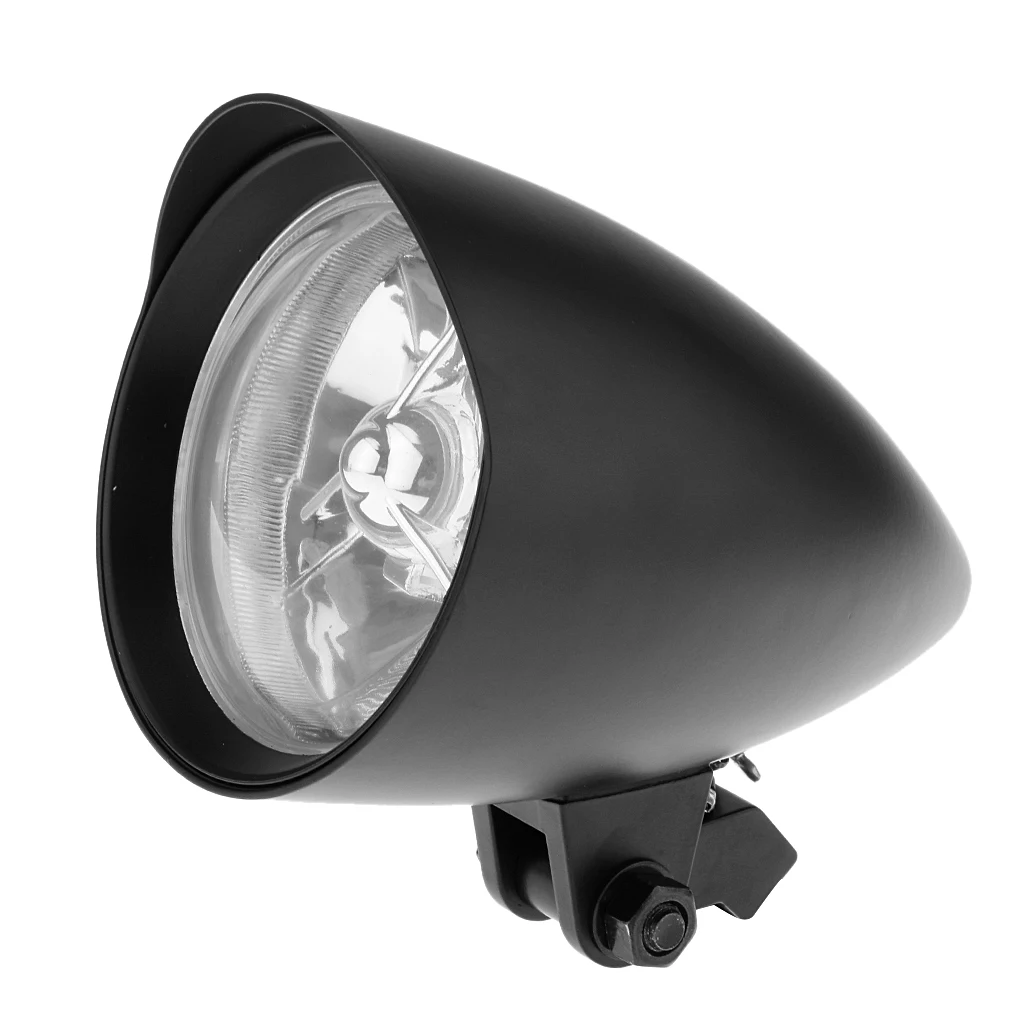 Chrome Bullet Universal Motorcycle Headlight H4 55/60W Bulb For 