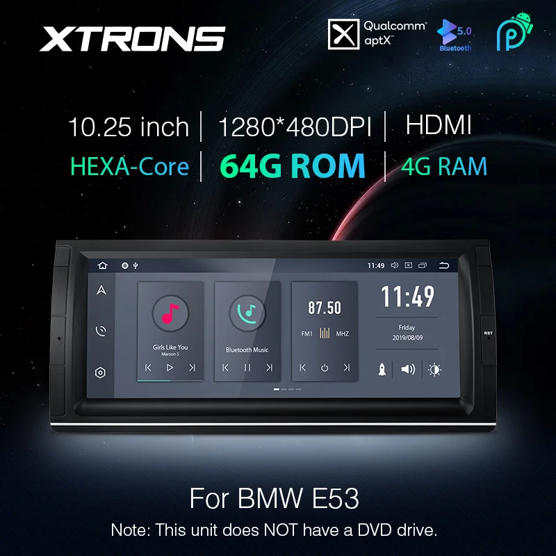 XTRONS 10 25 'ɺndroid 9 0 HEXA core 4G 64G для BMW X5 E53 1999-2006 мультимедийный приемник GPS
