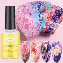 Голографические наклейки фольги на ногтях Лак для переноса фольги Цветочная серия DIY Маникюр Слайдер Наклейки Nail Art Wraps Маникюрный набор SAXK139-2