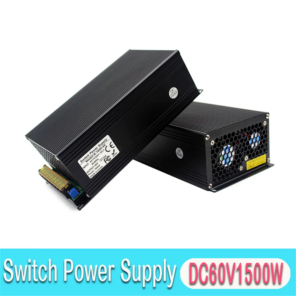 

Single Output Power Supply DC60V 25A 1500W Transformer 110V 220V AC-DC LED Driver Power-Supply Unit for CNC Router Stepper Motor