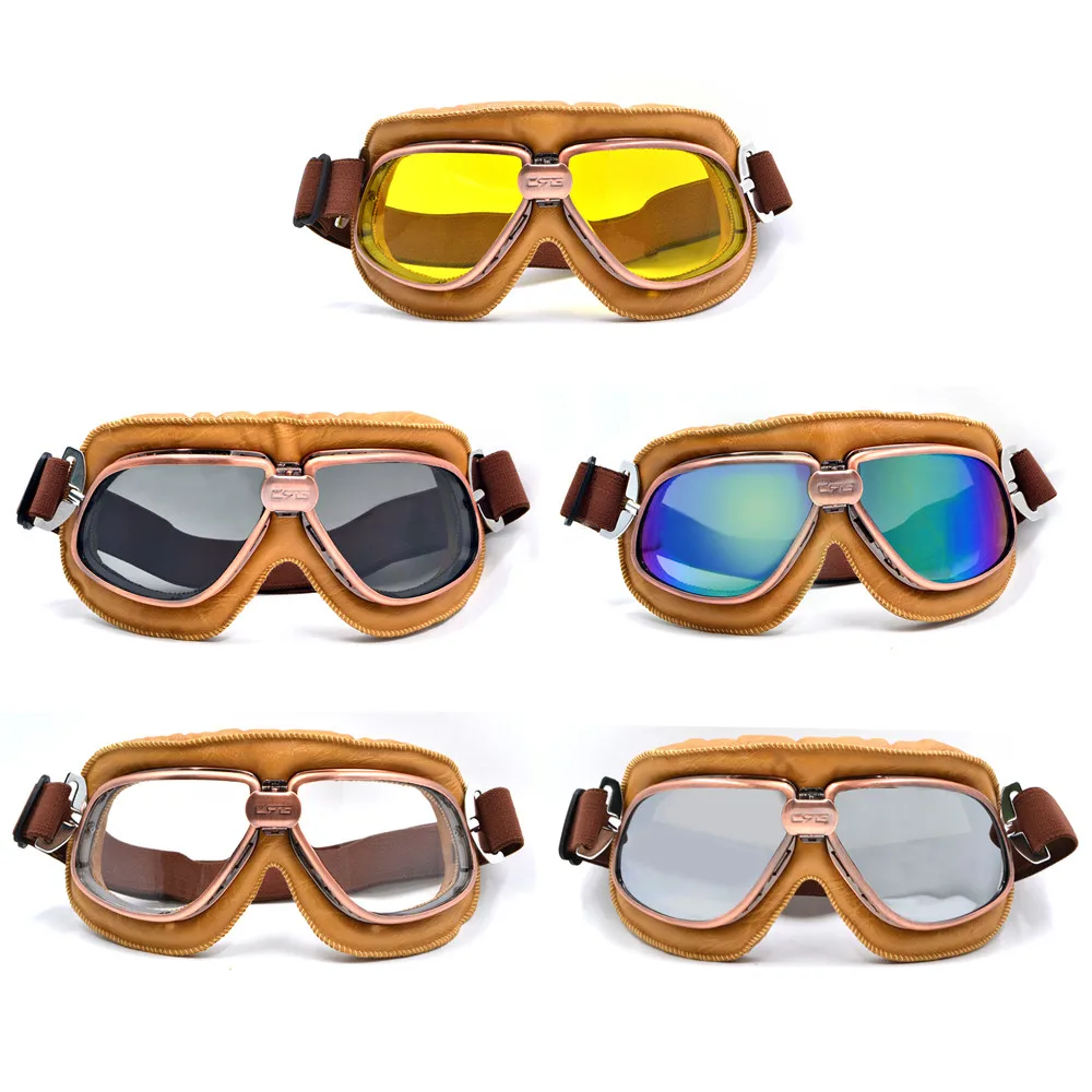 Motorcycle Vintage Old School Retro Goggles Glasses For Sport Racing