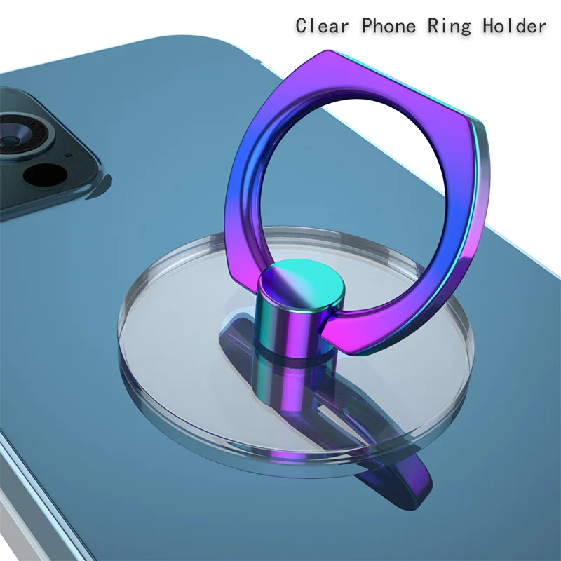 Transparent  Cell Phone Ring Holder Stand 360° Degree Rotation Clear Finger Grip Kickstand Compatible iPhones or Phone Case mobile stand for bike