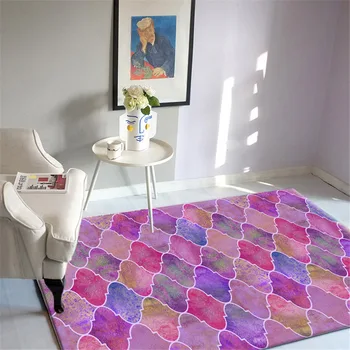 

Colorful Gradient Geometric Rug For Table Living Room Fresh Pink Bedroom European Girl Bedside Purple Carpet Pattern Mat Decor