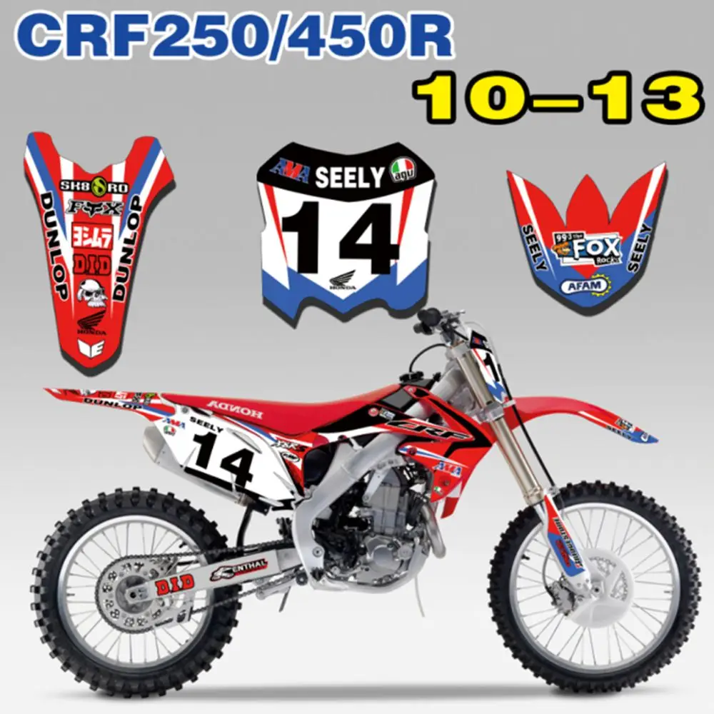 

New Full Graphics Decals Stickers Custom Number Name Glossy Bright Stickers Waterproof for 2010-2013 HONDA CRF250 CRF450