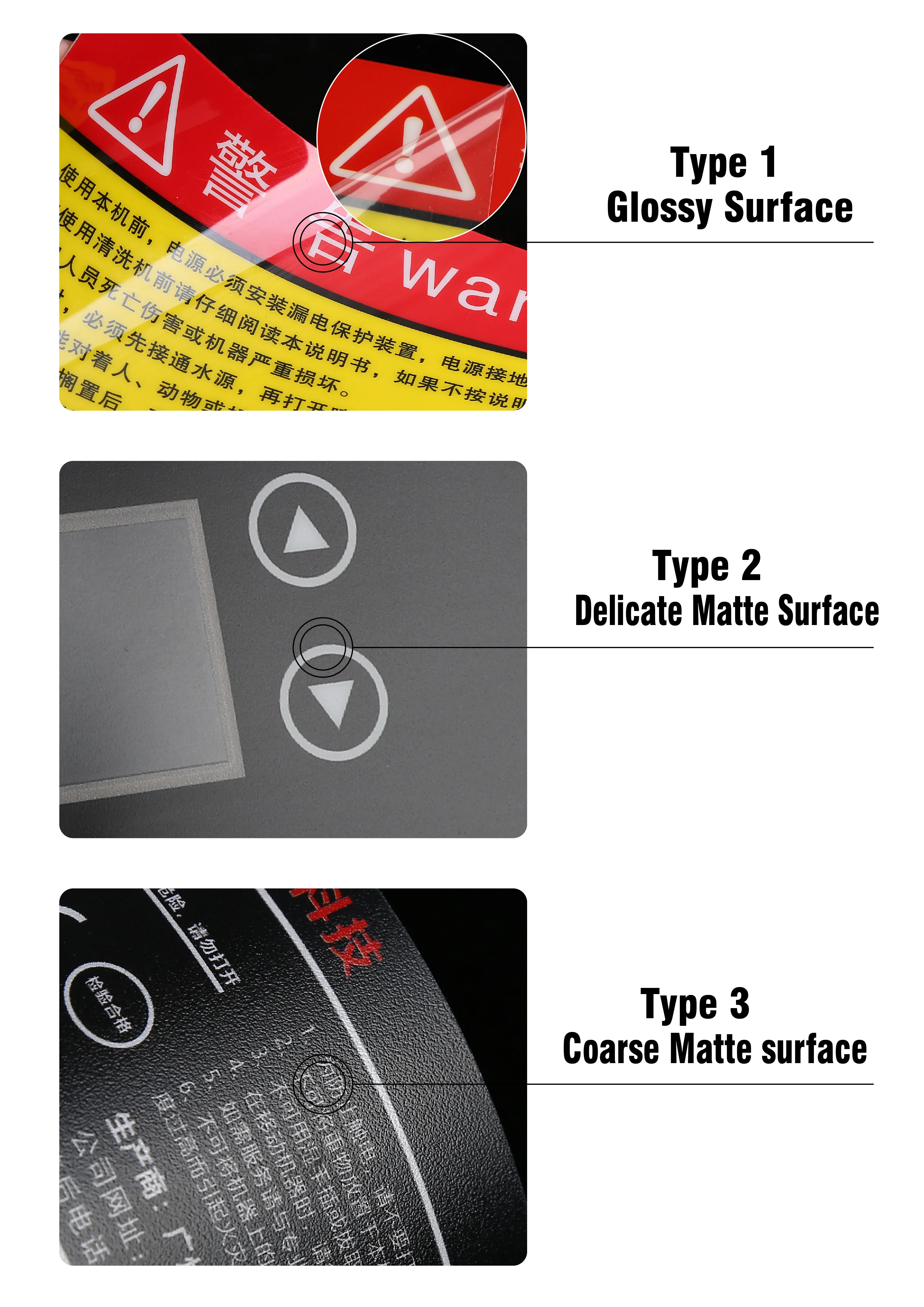 Harter PVC-Aufkleber, dickere Warnetikette, Maschinenpanel-Logo, selbstklebender QR-Code, wasserdicht, Restaurant-Tischkarte, erhabener Knopf – Detail 2
