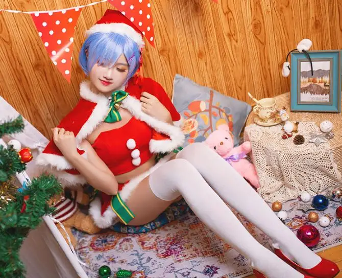 Ram/Rem Косплей Re: zero Hajimeru Isekai Seikatsu Re Life In a Different World кавайный Рождественский костюм вечерние платья