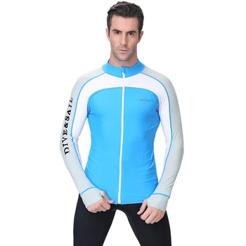 

Dive&Sail Blue S Lycra Wetsuit Men Surf Swimsuit Rash Guard Long Sleeve Split Zipper Wet Suit For Swimming Diving Women Surfing