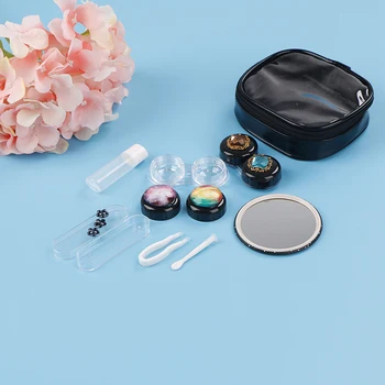 

Dazzle Colour Starry Sky Gem Contact Lens Case With Mirror With Bag 3pcs Tweezers Travel Container Cases Soaking Box 2styles