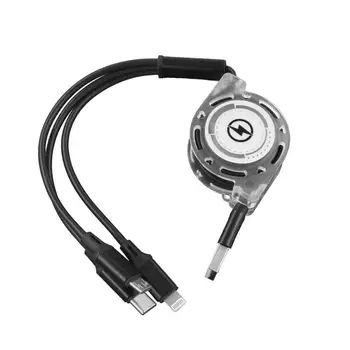 

Cioswi Gift 3 In 1 USB Charge Cable for i Phone & Micro USB & Type C Cable Retractable Portable Charging Cable for Mobile Phone