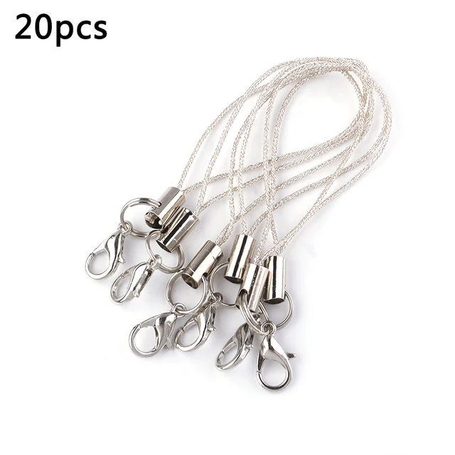 SAUVOO 20/50pcs Gold Double Circle Lobster Clasp Lanyard Strap Cord Cell Phone Mobile Straps Craft Pendant Diy Handmade Material Silver Lobster clasp