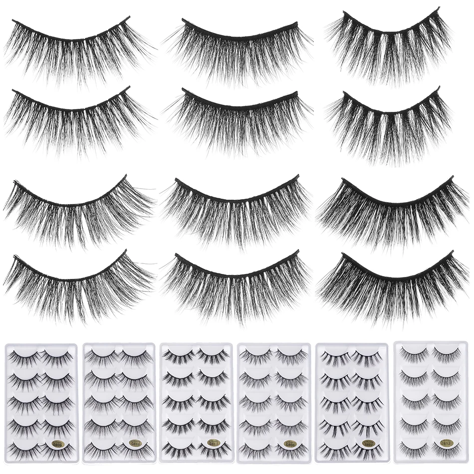 

5Pairs 3D Mink Hair Natural False Eyelashes Thick Long Eye Lashes Handmade Soft Makeup Beauty Extension Tools Fake Lashes
