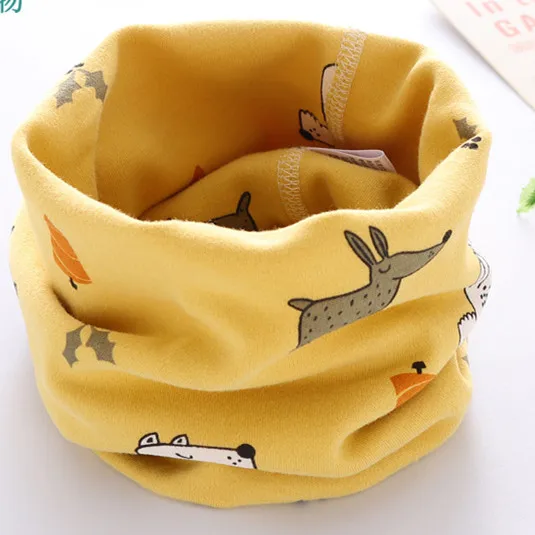 yellow animal Детский шарф с рисунком; воротники для мальчиков и девочек; теплый шейный платок для детей; хлопковый Детский шарф - Цвет: yellow animal
