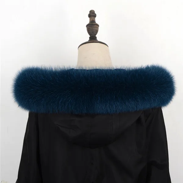 Navy blue Хит, воротник из натурального меха лисы, женский меховой шарф, парка из натурального меха, шарф из натурального меха, шапка из натурального меха, воротник из натурального меха 70, 80 см - Цвет: Navy blue