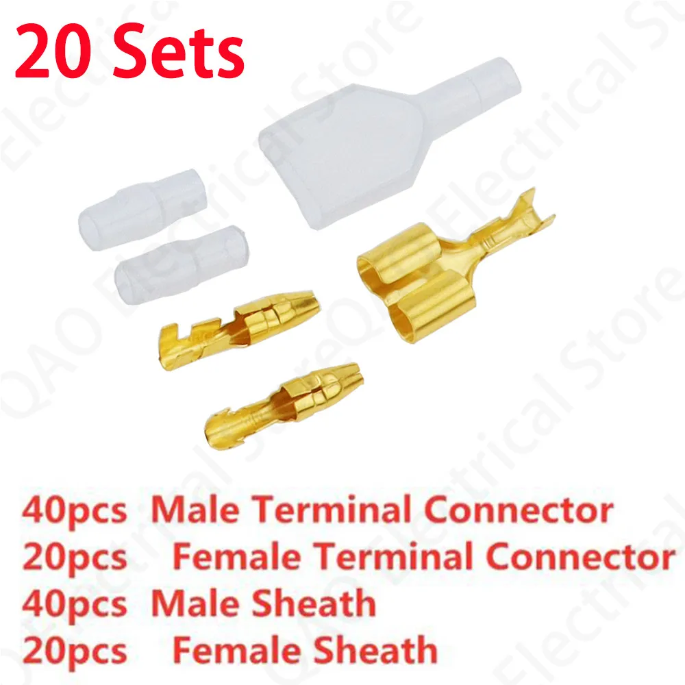 10/20/50sets 4.0 bullet terminal car electrical wire connector diameter 4mm Male + Female 1 : 2 Transparent sheath