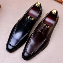 Мужская официальная одежда в винтажном стиле; туфли дерби; свадебные туфли ручной работы из натуральной кожи в стиле ретро; классическая мужская обувь с острым носком на шнурках; SS510