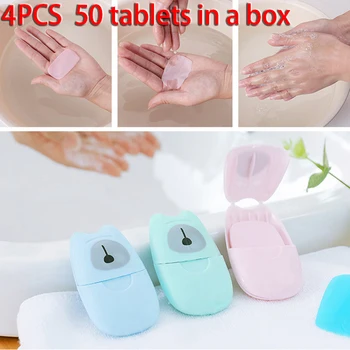 

200PCS/4 Box Foaming Soap Flakes Washing Hand Mini Paper Slice Sheets Outdoor Travel Portable Home Car Universal