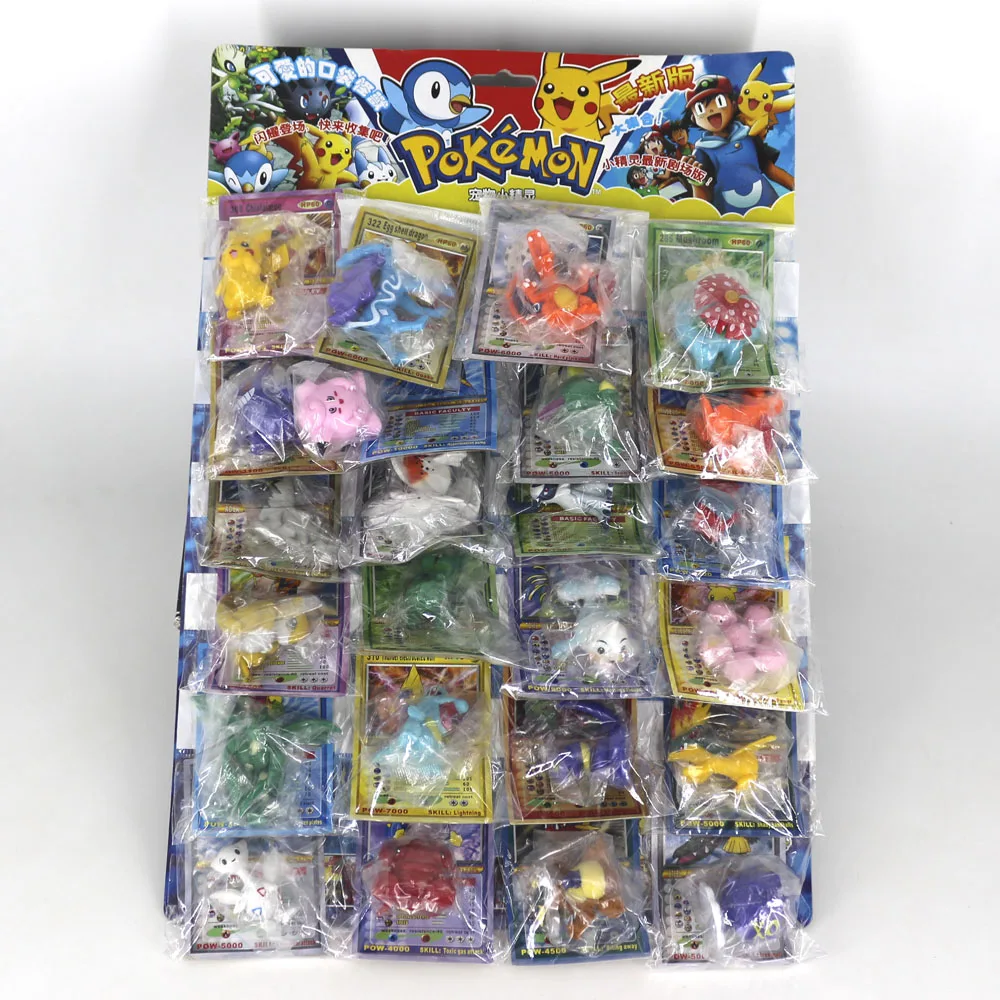 24pcsC TAKARA Tomy игрушки для детей битва торговля фигурка карточная игра фигурки Покемон куклы с картами коллекционные - Цвет: 24pcsC