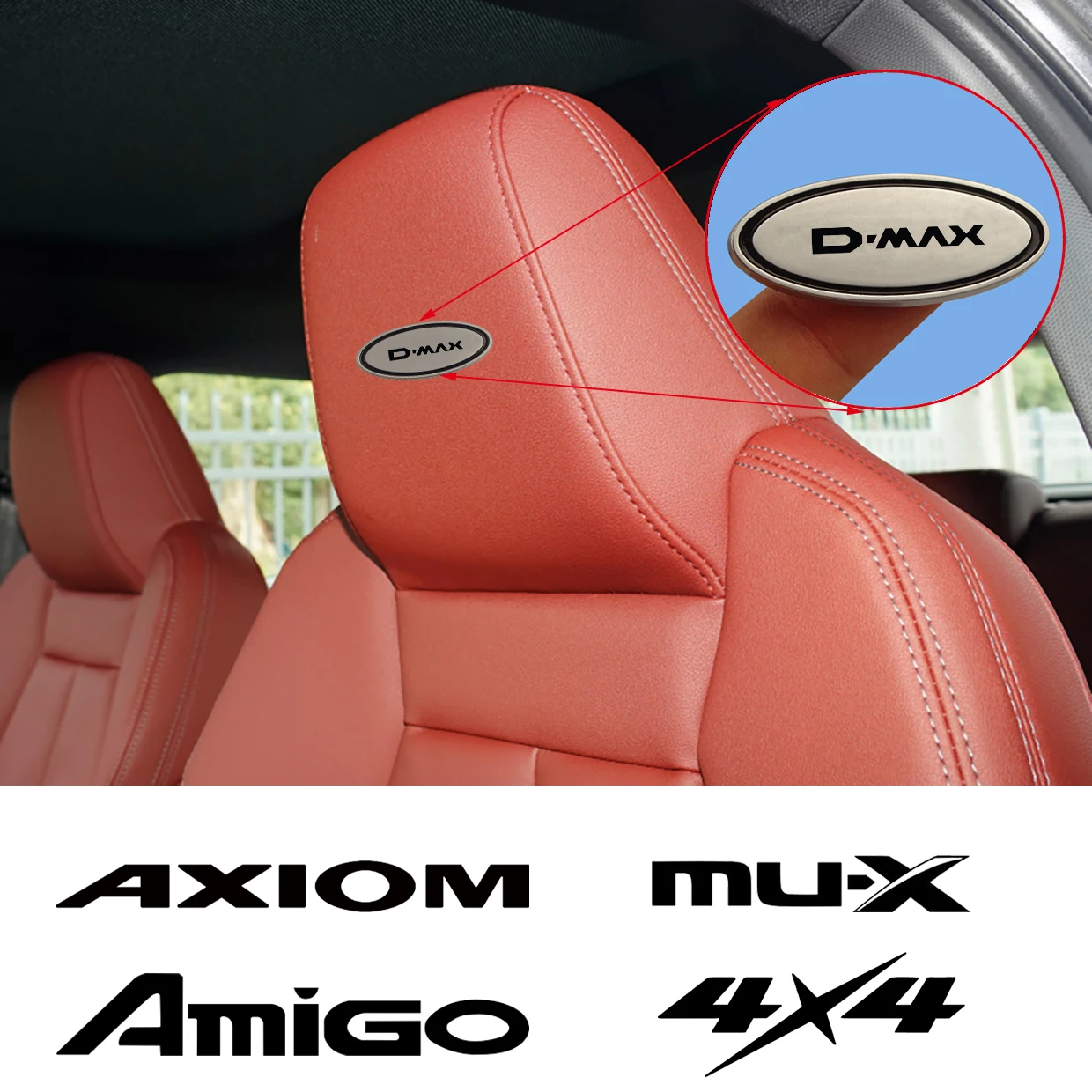 Наклейка для подголовников металлическая наклейка Isuzu Ascender Axiom Amigo D-Max Mu-X SLX D-max 4X4