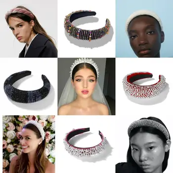 

Girlgo Bohemian Fashion Colorful Luxury Crystal ZA Headbands for Women Trendy Hair Clip Accessories Wedding Jewelry Party Gifts