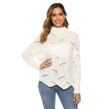 

knit sweater women turtleneck loose sweater top women pull femme pullover invierno 2019 oversized sweater