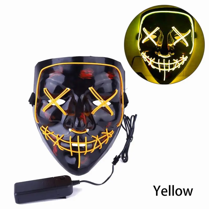 Вечерние Маски на Хэллоуин, маскарадные маски, неоновые маски, светильник светится в темноте, страшная маска, светящаяся маска, очищающая светодиодная маска - Цвет: G