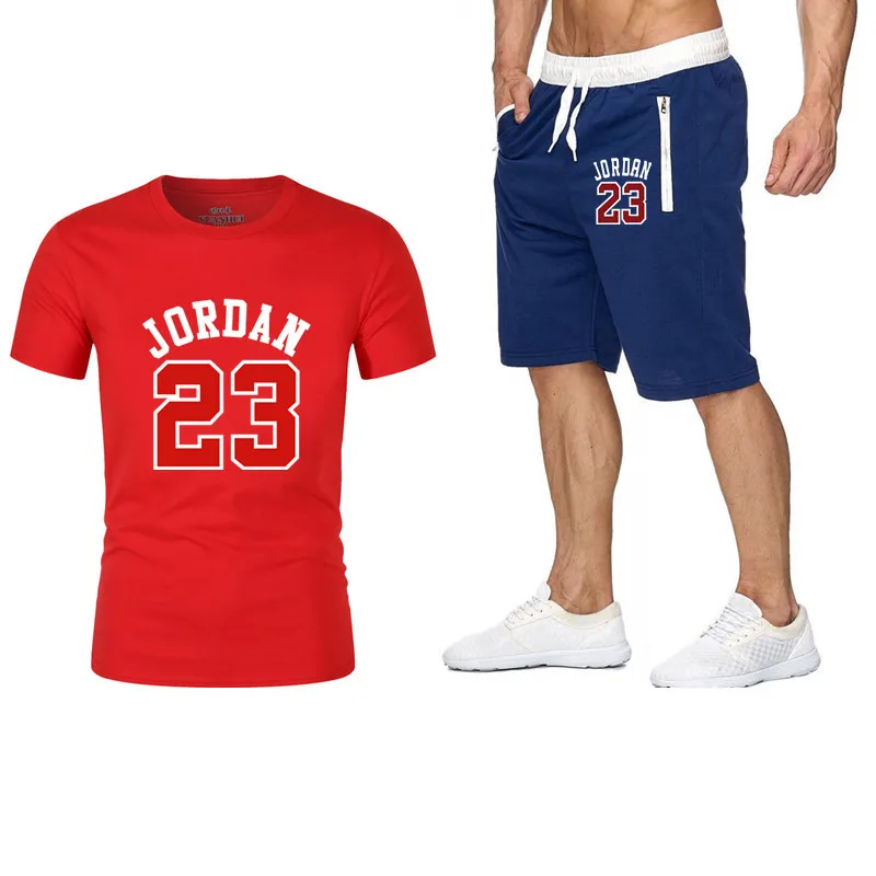 Комплект из 2 предметов, мужская одежда jordan 23, футболка, шорты, летний короткий комплект, спортивный костюм, мужской спортивный костюм, баскетбольная майка - Цвет: as photo