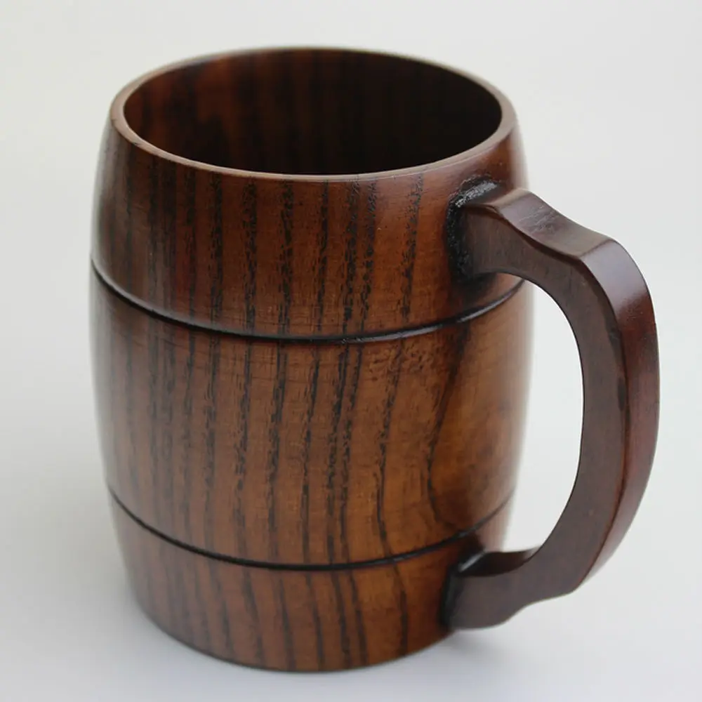 Wooden Tankard Beer Stein Mug Souvenir Handmade Cup Barrel Drinkware 400mL Natural Oak Wood Cups