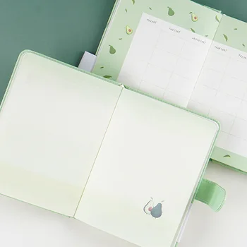 

Cute Avocado Pattern Illustration Green Notebook with Magnetic Buckle Journal Sketchbook Hand Account Weekly Planner Agenda 2020