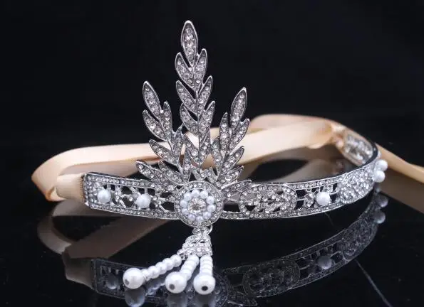 Great Gatsby та же Невеста жемчужное украшение для волос в виде короны европейский и американский Циркон Хрустальная диадема оголовье для женщин