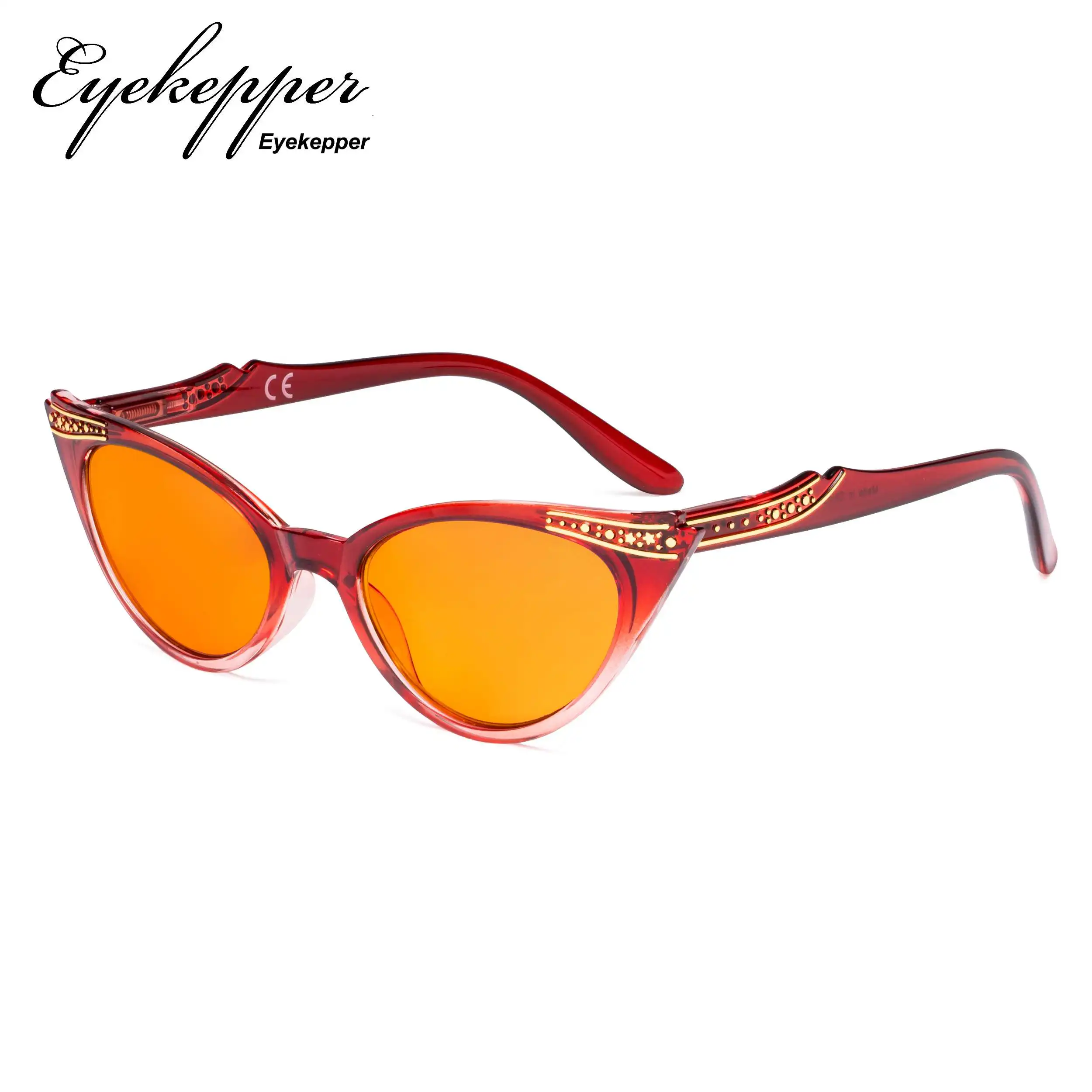 DS914 Eyekepper Ladies Blue Light Blocking Glasses with Orange Filter Lens for Sleeping- Cateye Computer Eyeglasses Women