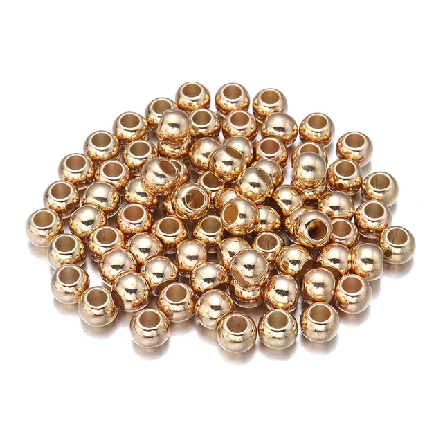 20-100pcs/Lot 6 8 10 12 14mm CCB Spacer Beads Round Loose Bead Big Large Hole Beads For Jewelry Making  DIY Bracelet Wholesale KC Gold